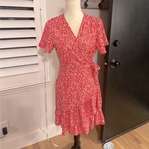 ☀️Floral Red Wrap Dress